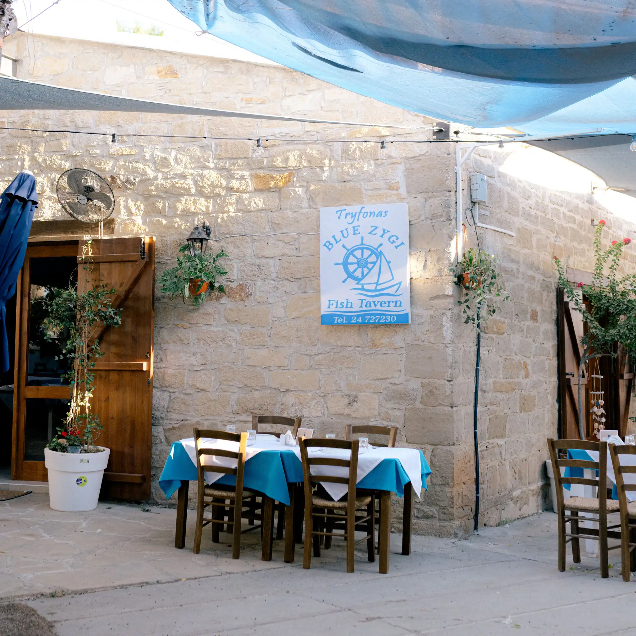 Zygi harbour at Tryfonas Blue Zygi fish tavern